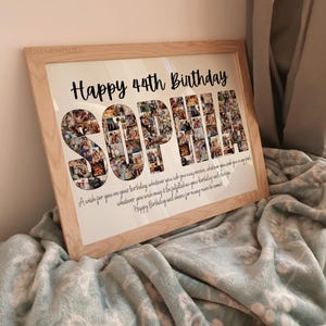 Personalized 44th Birthday Gift Men Women, 44th Birthday Name Collage, 44th Birthday Party Decors Invitation, 44th Birthday Gift for Him Her