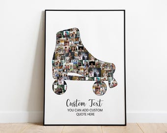 Roller Skate Gifts, Custom Roller skater girl Photo Collage, roller skate Birthday party invite Decorations, Retro Roller Skate Art png svg