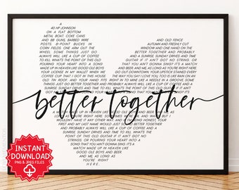 Better Together - Luke Combs Song Lyrics Wall Art, Wedding Song, First Dance, Printable Love Song, Couples Gift, Anniversary, Valentines
