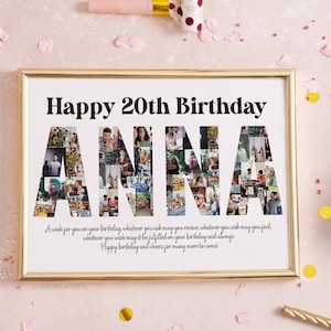 20 Geburtstag Dekorationen, 20 Geburtstag Fotocollage, 20 Geburtstag Party Poster Willkommensbanner, 20 Geburtstag Einladung Cake Topper Shirt
