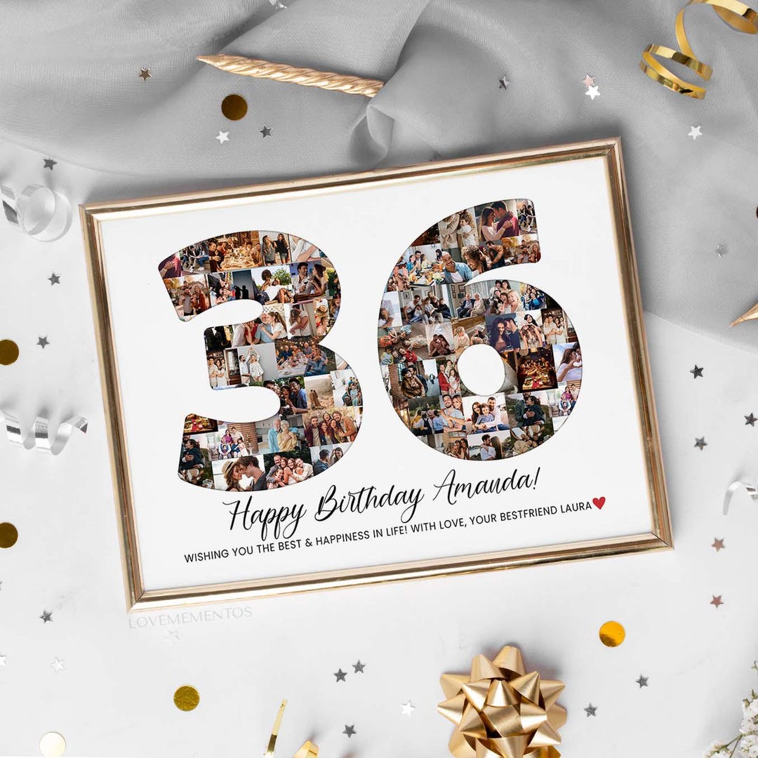 Custom 36th Birthday Gift Photo Collage, 36th Birthday Gift for Men ...