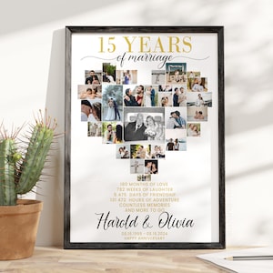 15th Wedding Anniversary Gifts, 15 years anniversary gift for men, 15 years married gift for wife, 15th anniversary gift for husband, decor