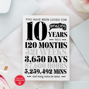 Druckbare Geburtstagskarte, 10.Geburtstag Geschenk Junge Mädchen, 10.Geburtstag Grußkarte Tochter, 10.Geburtstags-Party einladen Dekoration Poster