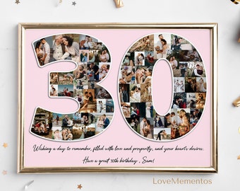 30th birthday gift for women, 30th birthday gift for men, 30th birthday decoration invitation, 30th personalized collage, 30 year old gifts