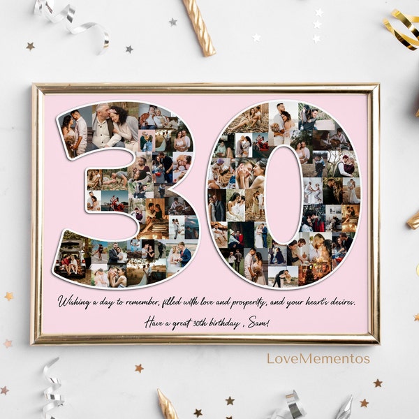 30th birthday gift for women, 30th birthday gift for men, 30th birthday decoration invitation, 30th personalized collage, 30 year old gifts
