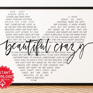 Luke Combs beautiful crazy lyrics song wrapped canvas