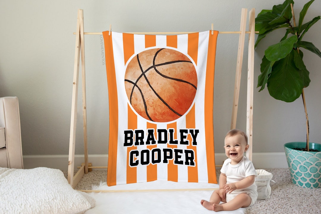 Basketball Baby Blanket, Personalized Name Boy Blanket, Boy Basketball
