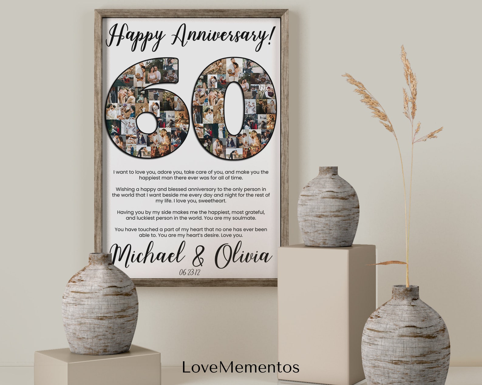 Personalized 60 Years Wedding Anniversary Gift for Parents Etsy