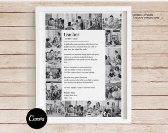 Teacher Appreciation Gift Canva Editable Print, End of School Year, Teacher Thank you Gift, Teacher Definition, Teacher Photo Keepsake Gift