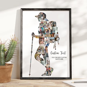 Hiker Gifts, Hike Photo Collage, Mountain Climber gift, Couple Hiking, Hiking Buddy, Hiker Boyfriend Husband  Birthday, Hike Camp Lover Gift