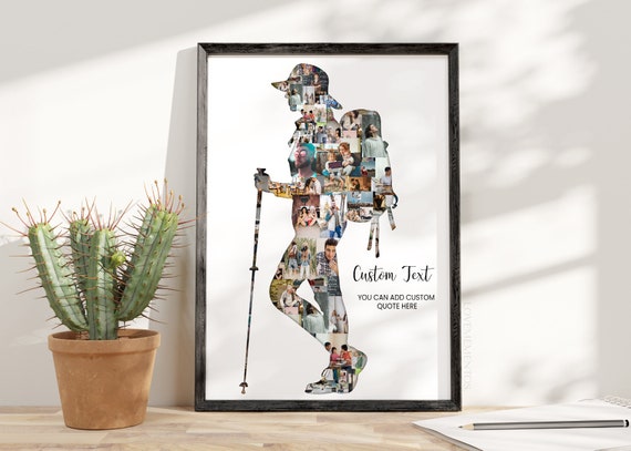 Hiker Gifts, Hike Photo Collage, Mountain Climber gift, Couple Hiking, Hiking Buddy, Hiker Boyfriend Husband  Birthday, Hike Camp Lover Gift