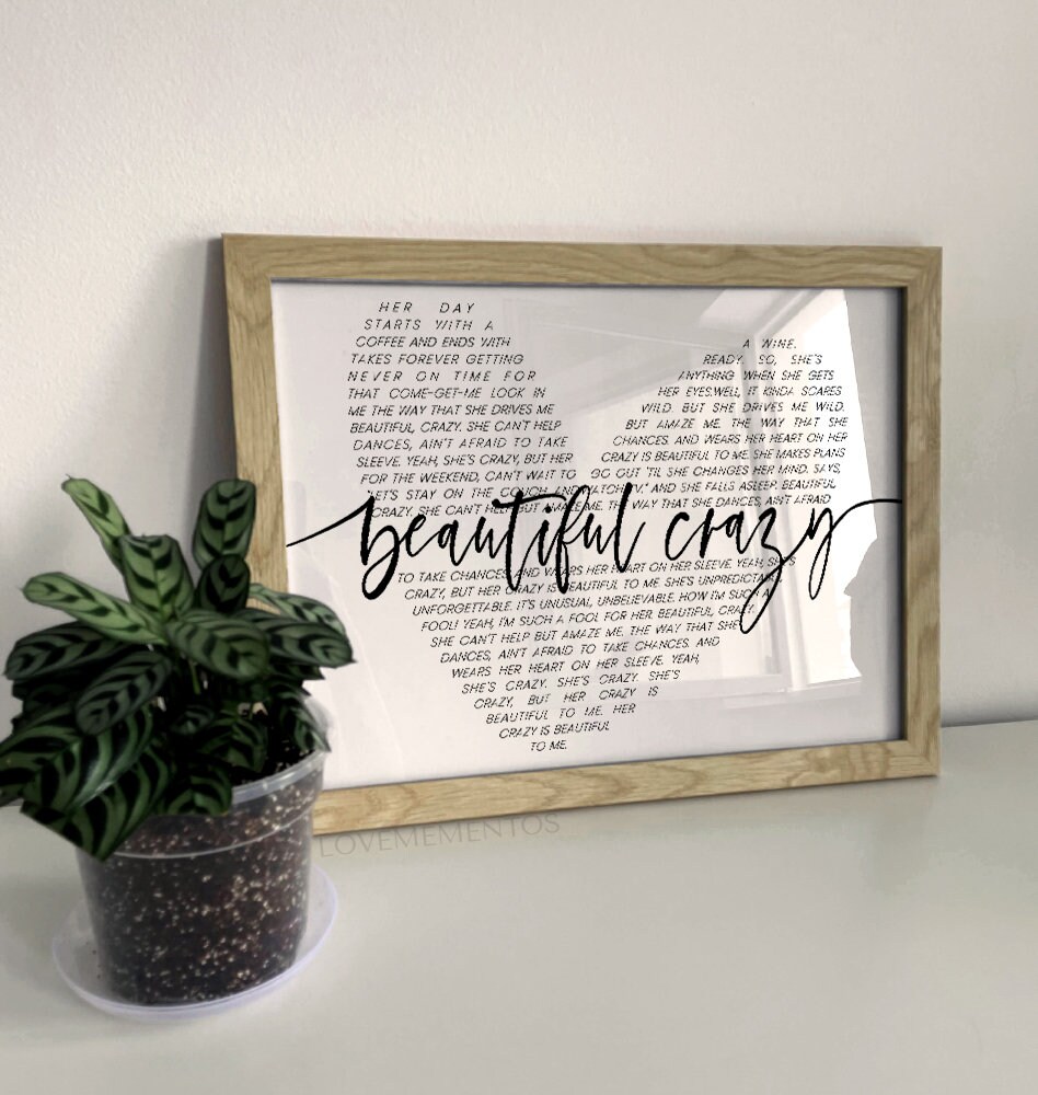 Luke Combs - Beautiful Crazy Lyrics Poster, Best Gift Ever, Lyrics Print,  Song Lyrics Poster, Lyrics Wall Art Decor, Home Decor