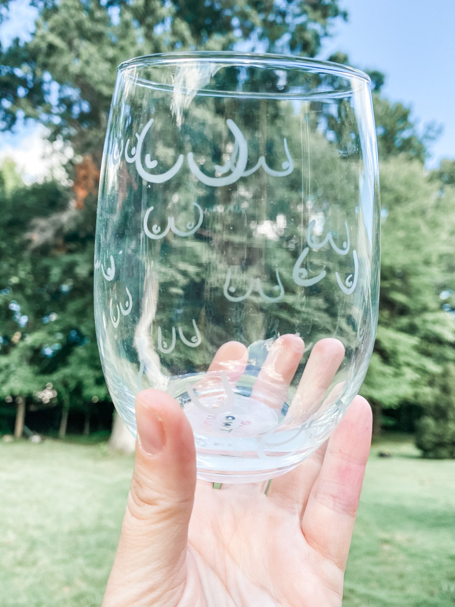 Etched Wine Glass: boobs Etched Wine Glass, Custom Wine Glass