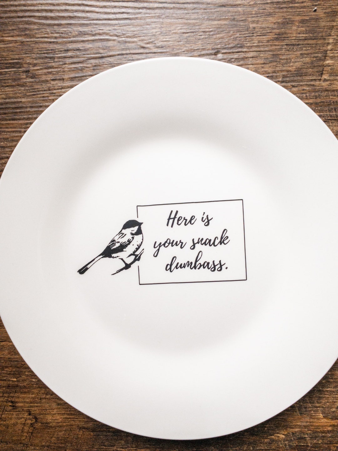 Funny Custom Plate Here is Your Snack Dumbass Funny Gift Swear Words Etsy