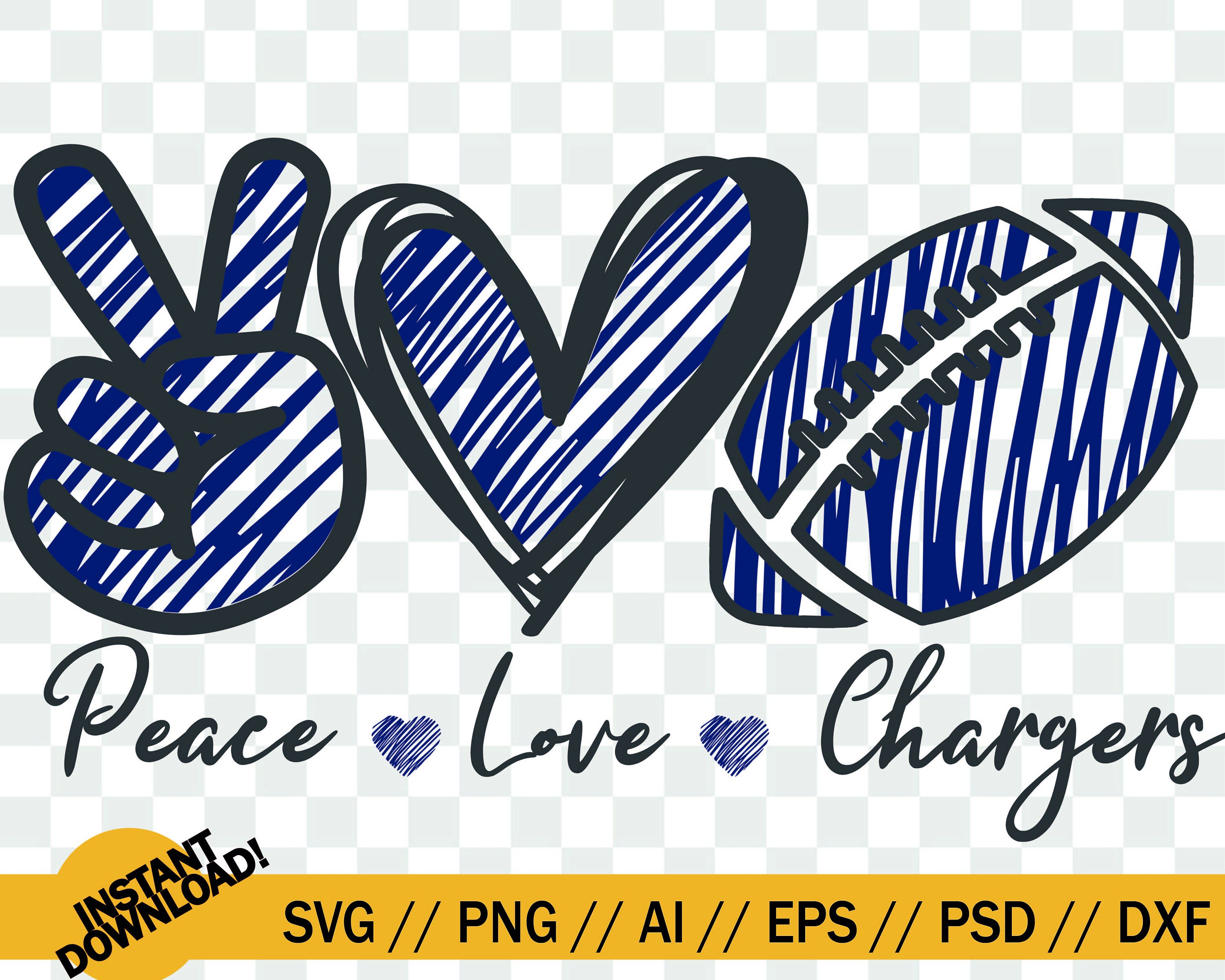 Download Peace Love Chargers Svg Los Angeles Chargers Peace Love Svg Etsy