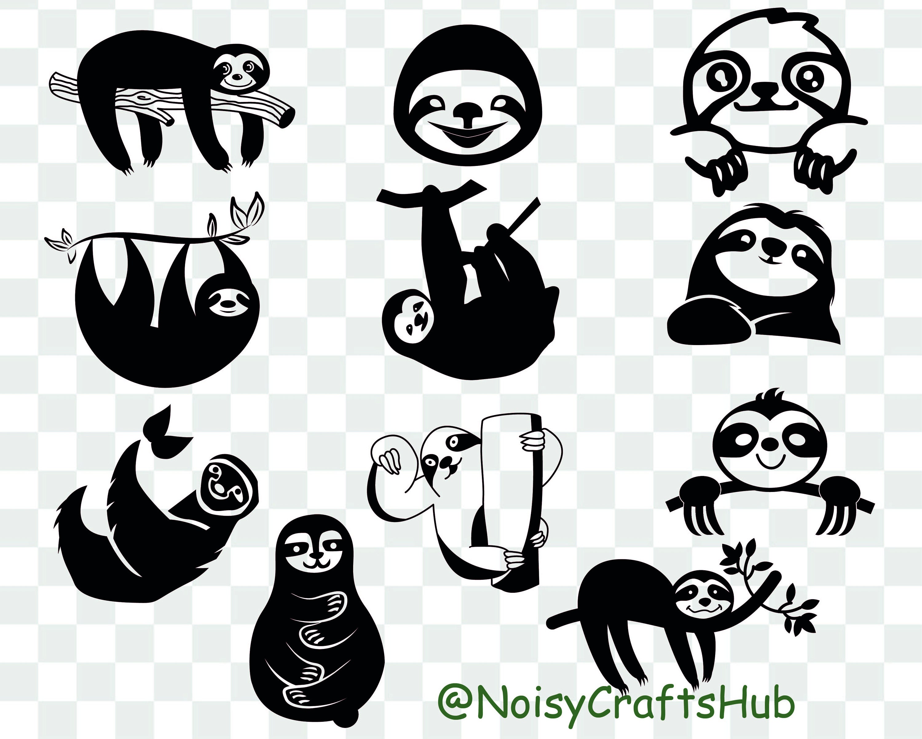 Sloth svg Bundle Cute Sloth svg Lazy Sloth svg Hanging | Etsy