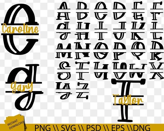 Download Bold Split Letter Monogram Svg Popcorn Split Monogram Svg Etsy
