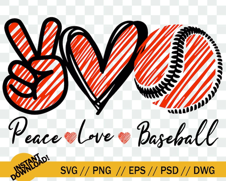 Peace Love Baseball SVG Baseball peace love SVG File | Etsy