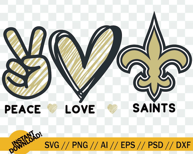 Download Peace Love Saints SVG New Orleans Saints peace love SVG | Etsy