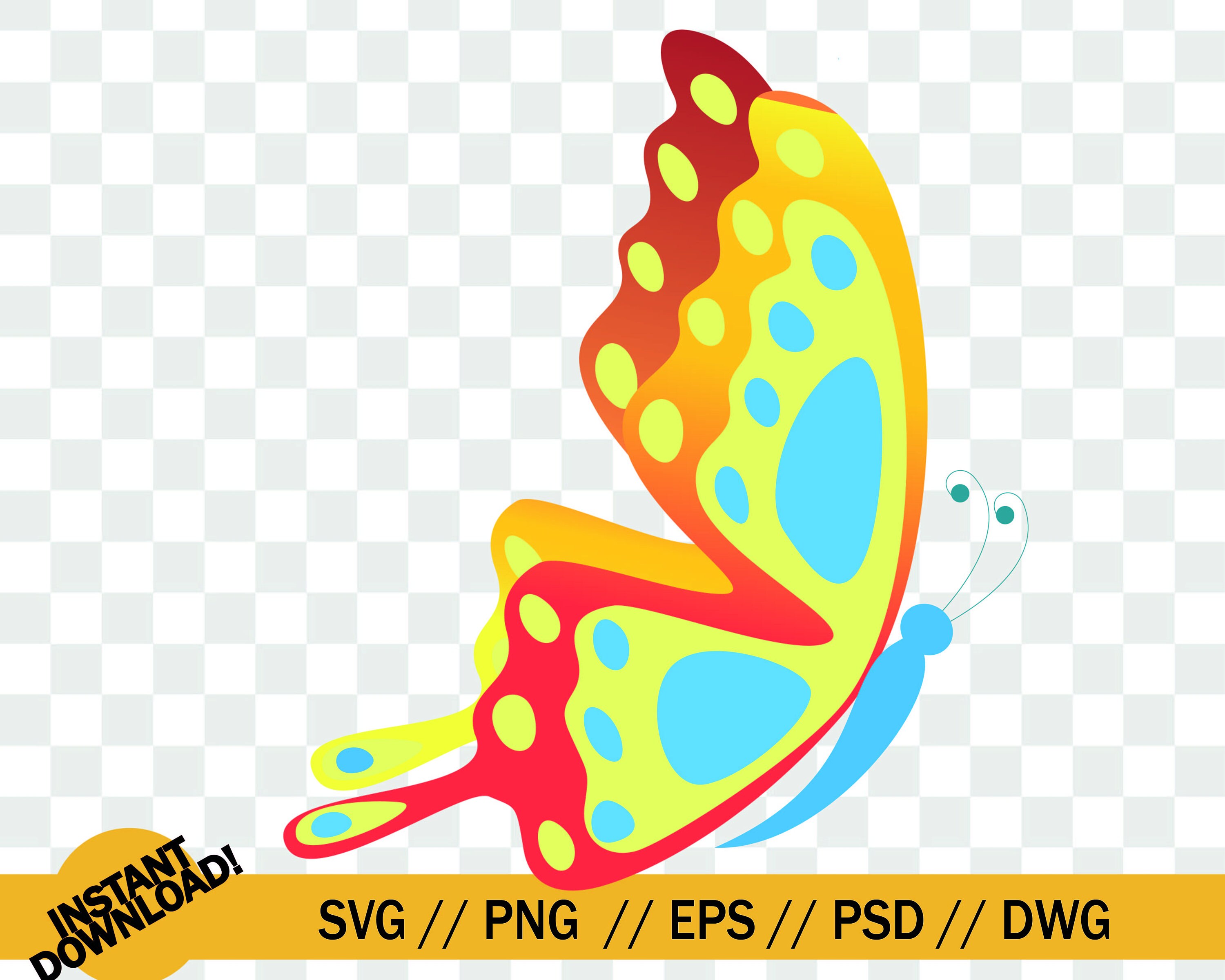 Download Red And Yellow Gradient Flying Butterfly Svg Instant Download Etsy
