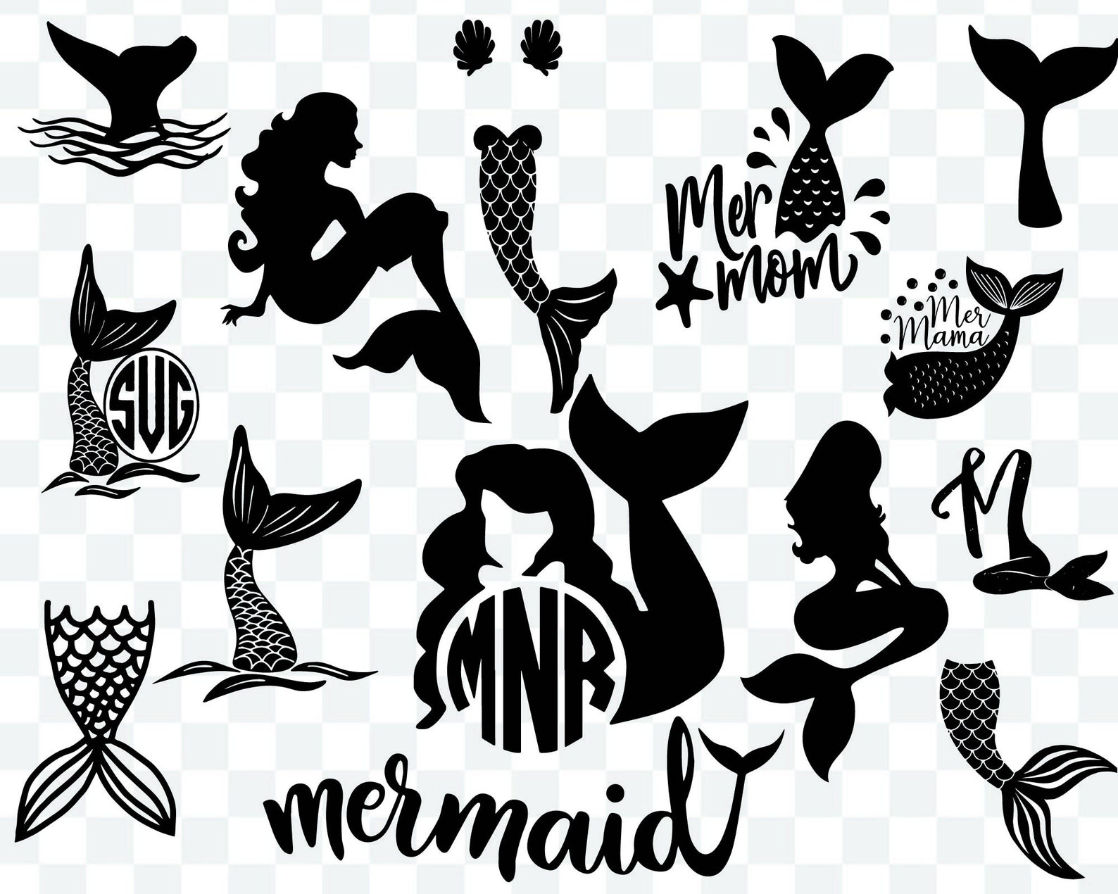 Download Mermaid SVG Bundle Mermaid Tail svg Mermaid Monogram svg ...