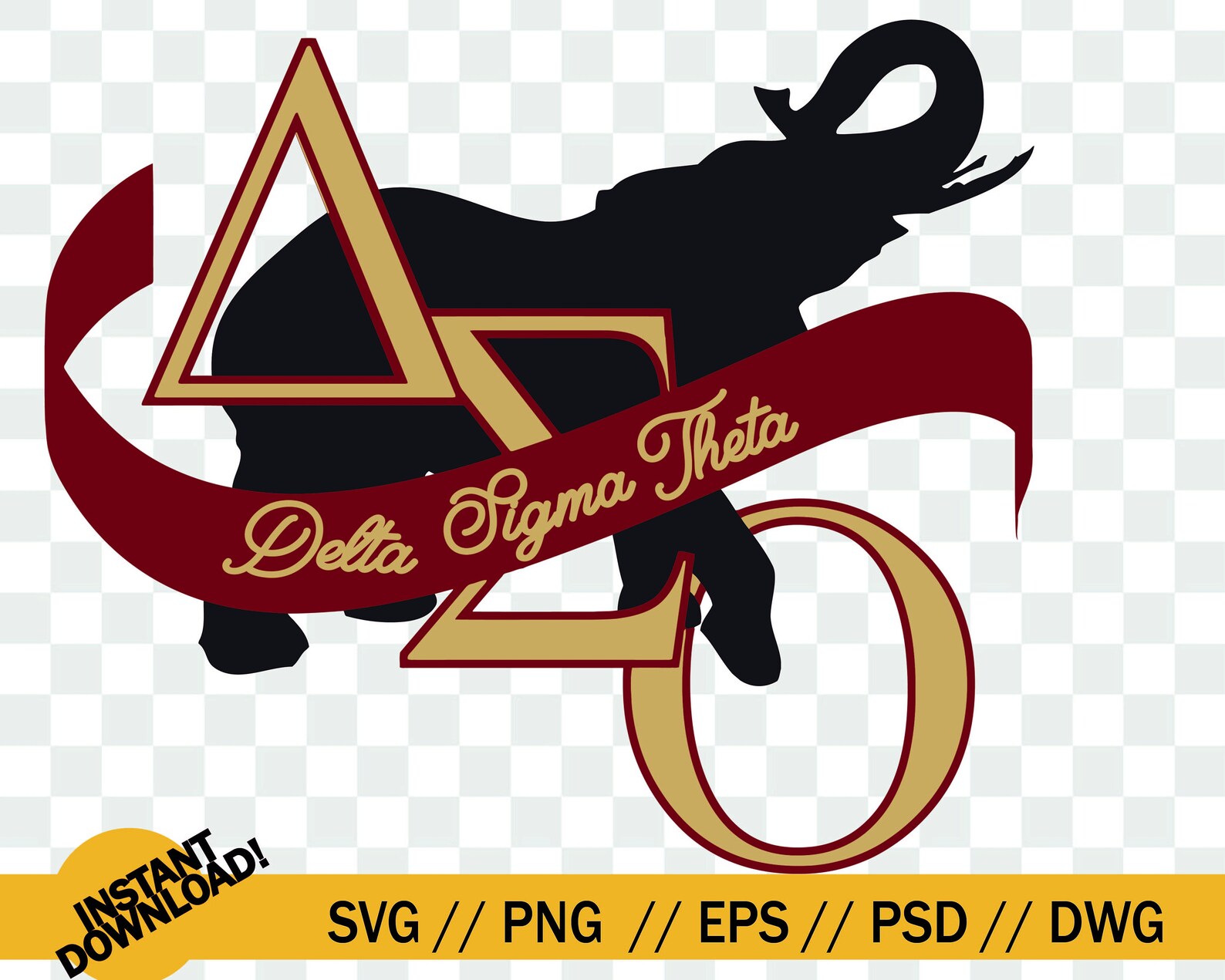 Delta Sigma Theta Elephant art svg Delta Sigma svg Etsy