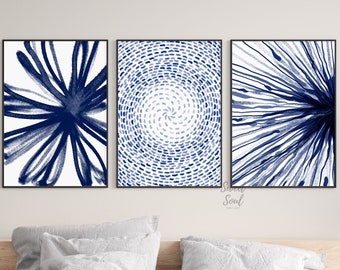 Blue Abstract Wall Art Digital Download, Blue Watercolor Artwork, Blue Gallery Wall Printable Art Bedroom Decor, Living Room Prints Abstract