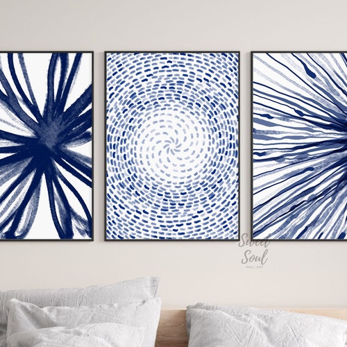 Blue Abstract Wall Art Digital Download Blue Watercolor Etsy