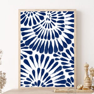 Lámina de arte mural azul, decoración de pared con arte abstracto imprimible, decoración de sala de estar, impresión abstracta azul marino, descarga de láminas para galería de arte mural