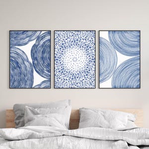 Blue Wall Art Digital Prints, Bedroom Wall Art Navy Above Bed Wall ...