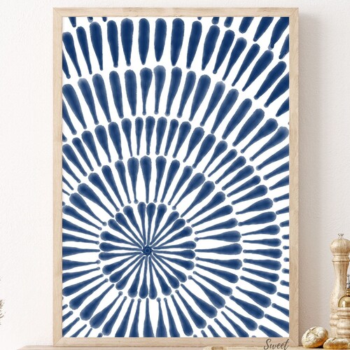 Blue Art Prints Set of 3 Living Room Wall Decor Abstract Etsy