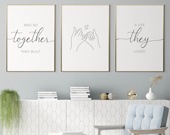 And So Together They Built A Life They Loved, Couple Bedroom Prints Over The Bed Wall Decor, Living Room Wall Art Printable Family Quote Art