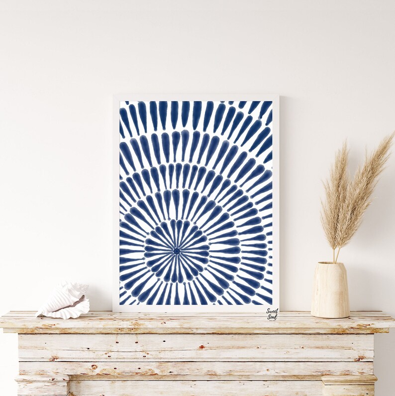 Digital Prints Blue Wall Decor Art Set of 3, Modern Abstract Wall Art ...