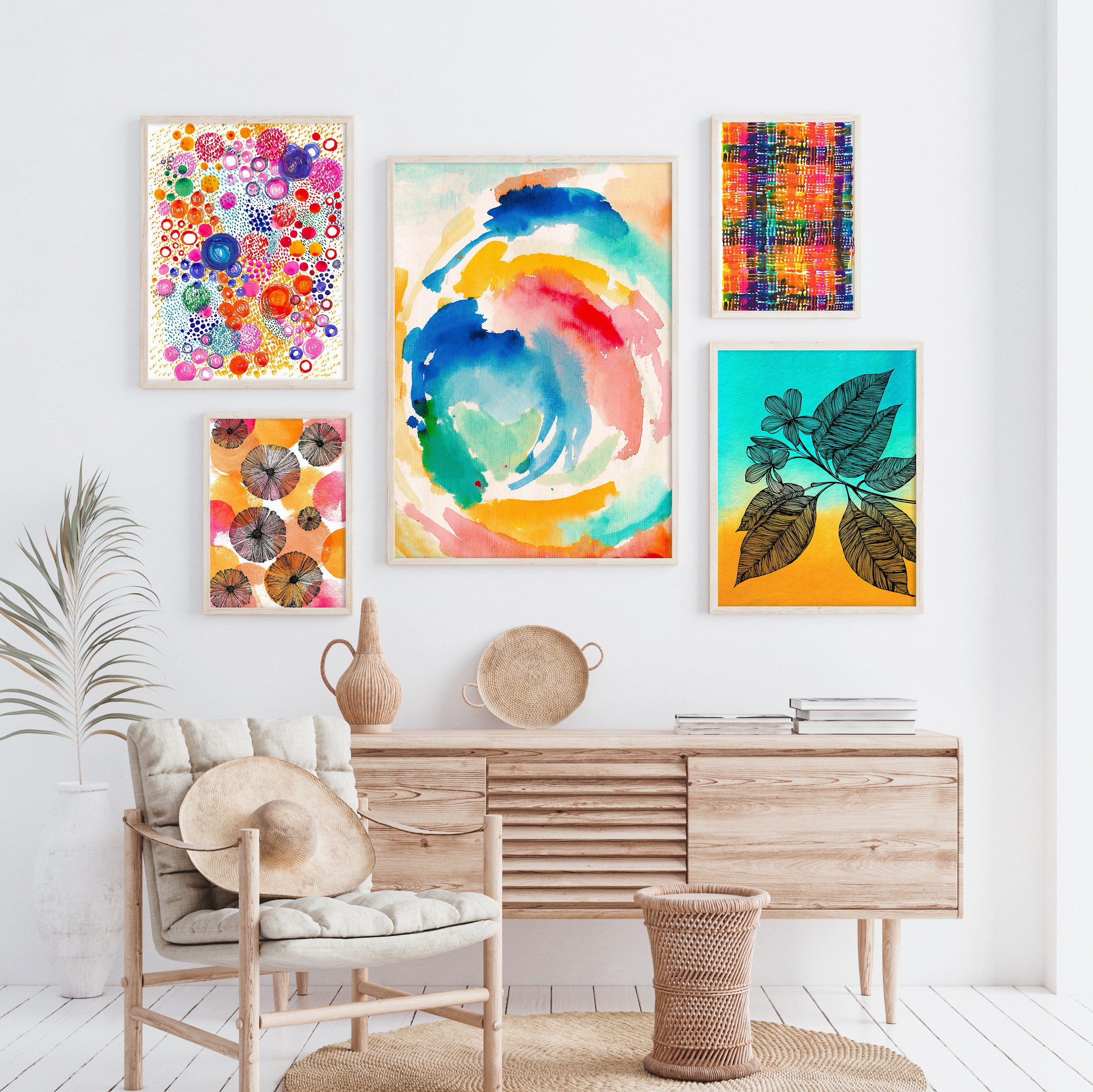 Abstract wall art set of 5 prints watercolor art abstract Etsy