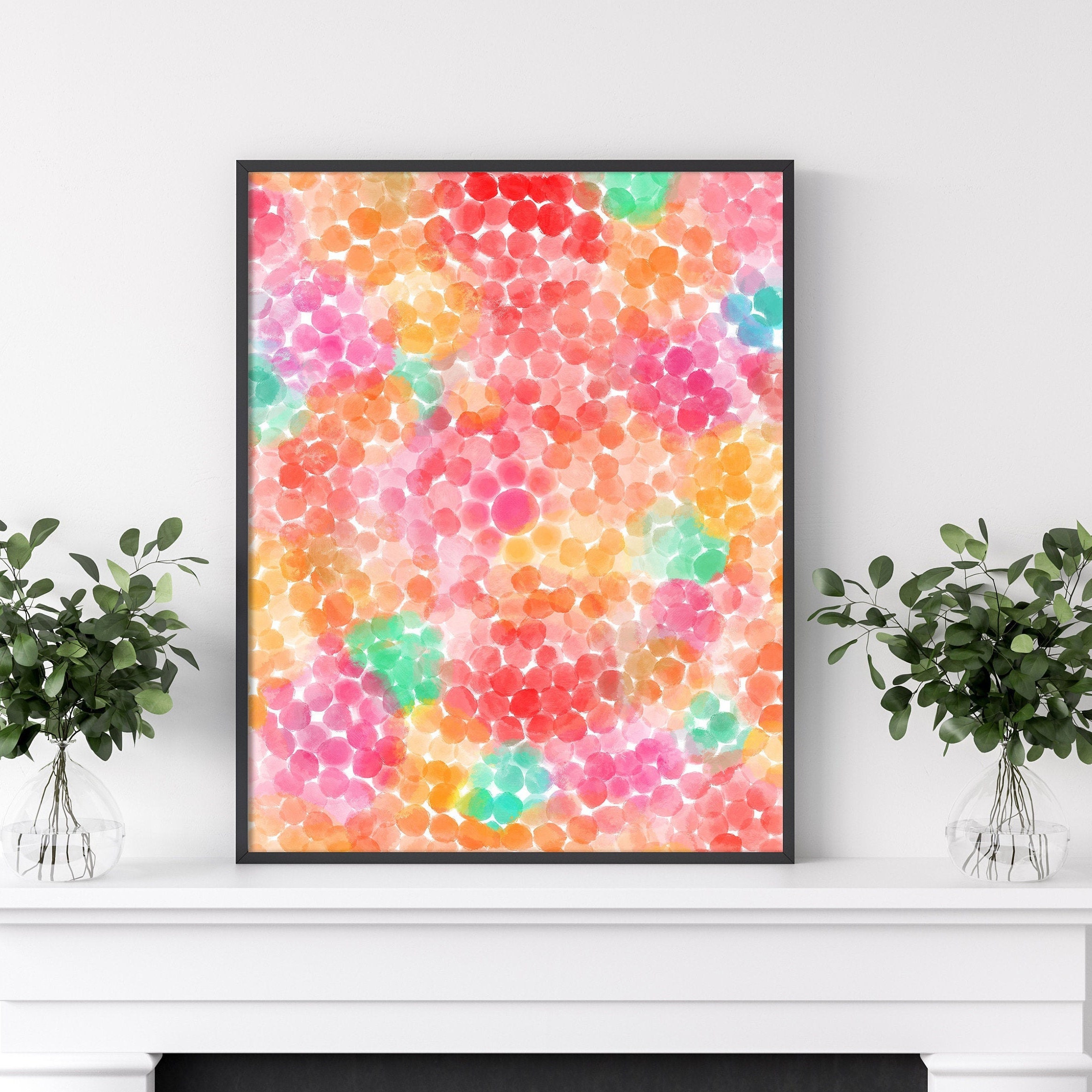 Colorful wall art abstract watercolour print bright modern Etsy
