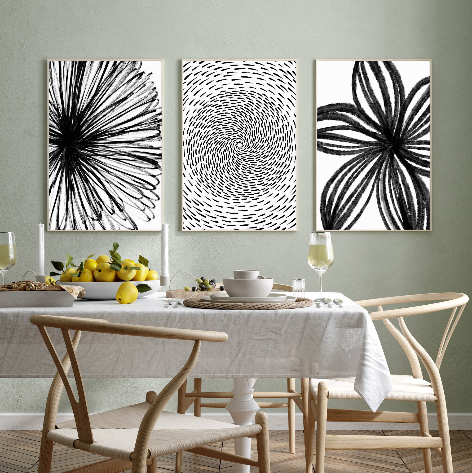 Black and White Wall Art, Gallery Wall Decor Abstract Prints, Bedroom ...