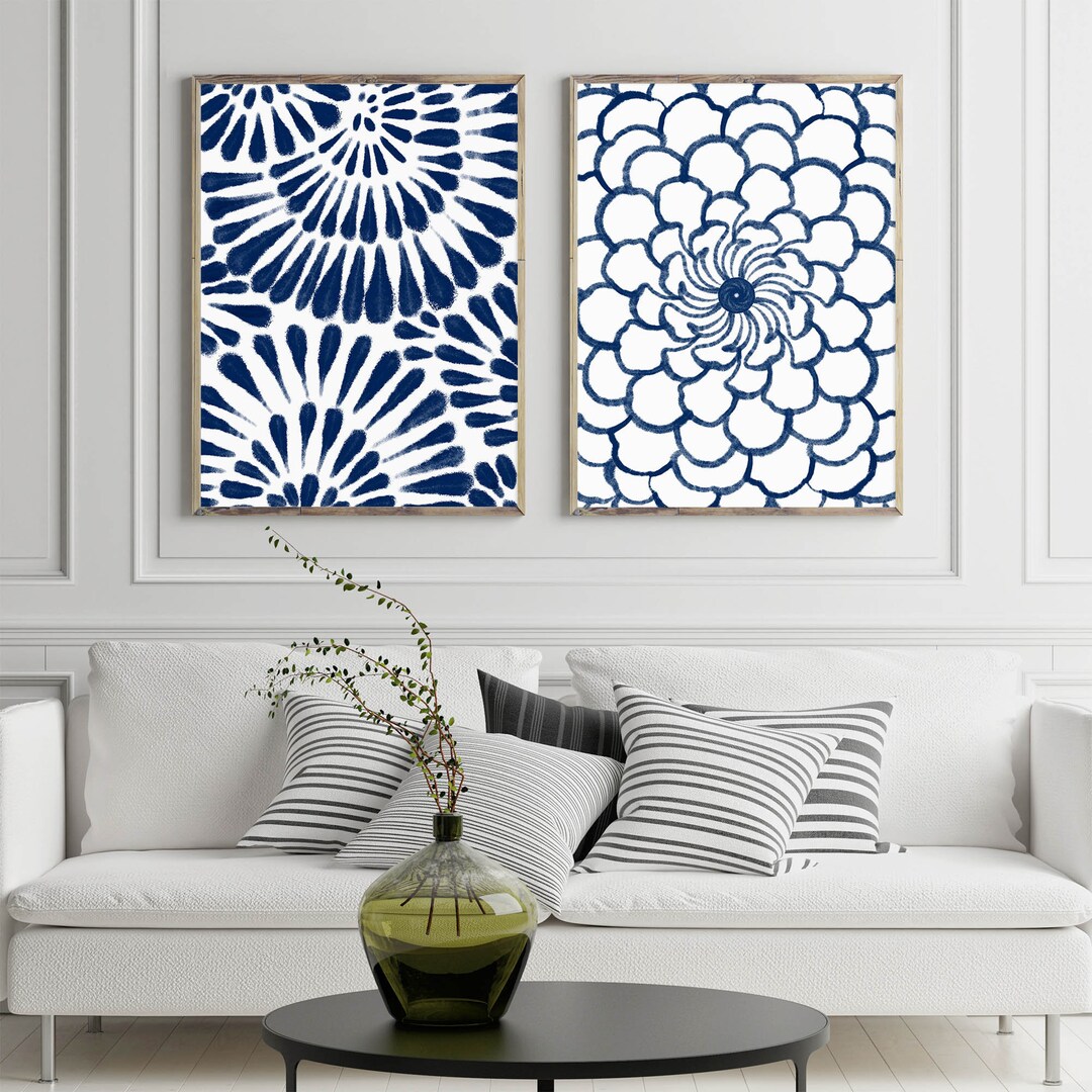 Blue Abstract Wall Art Digital Download, Blue Printable Art, Living ...