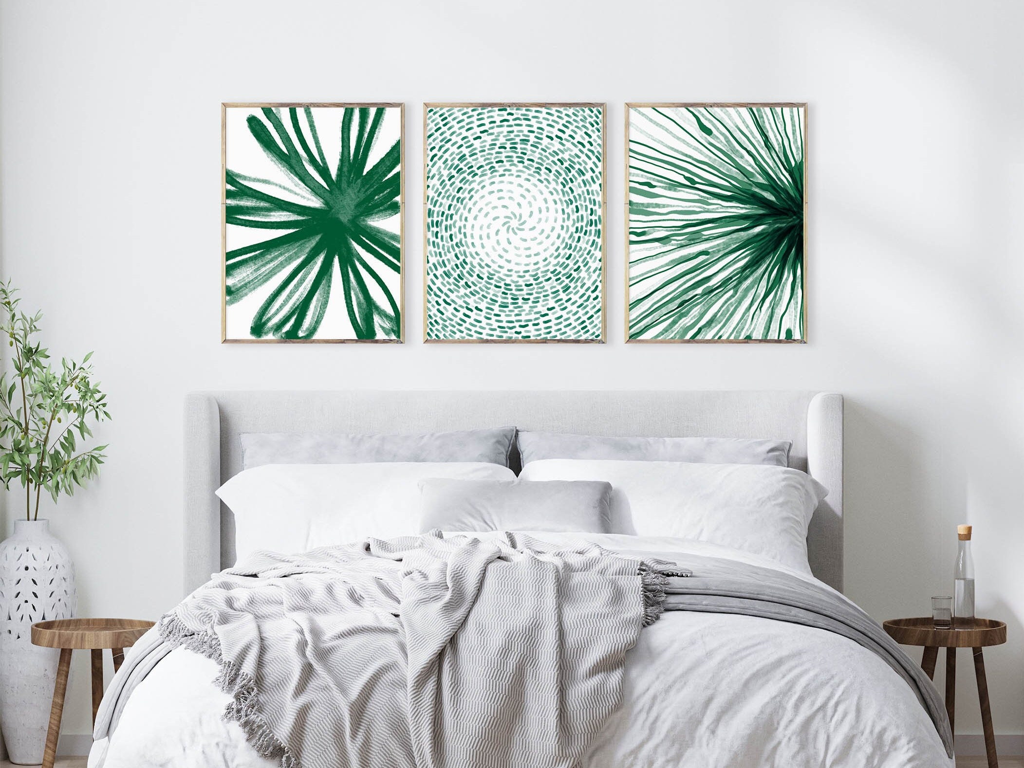 Emerald Green Wall Art, Abstract Art Green, Living Room Decor Printable