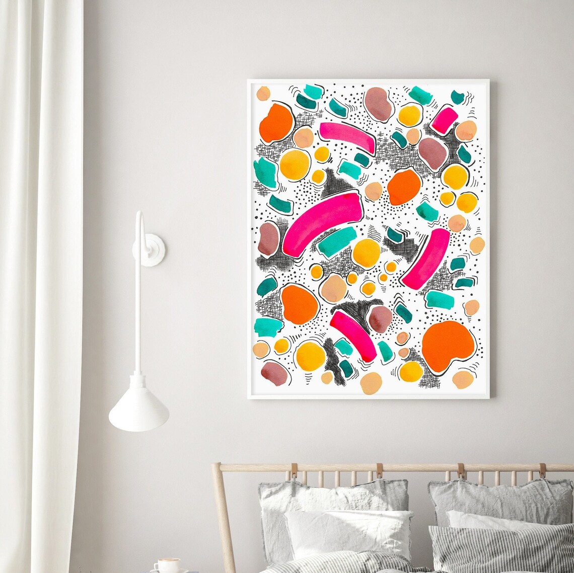 Bright wall art prints abstract wall art bedroom above bed Etsy