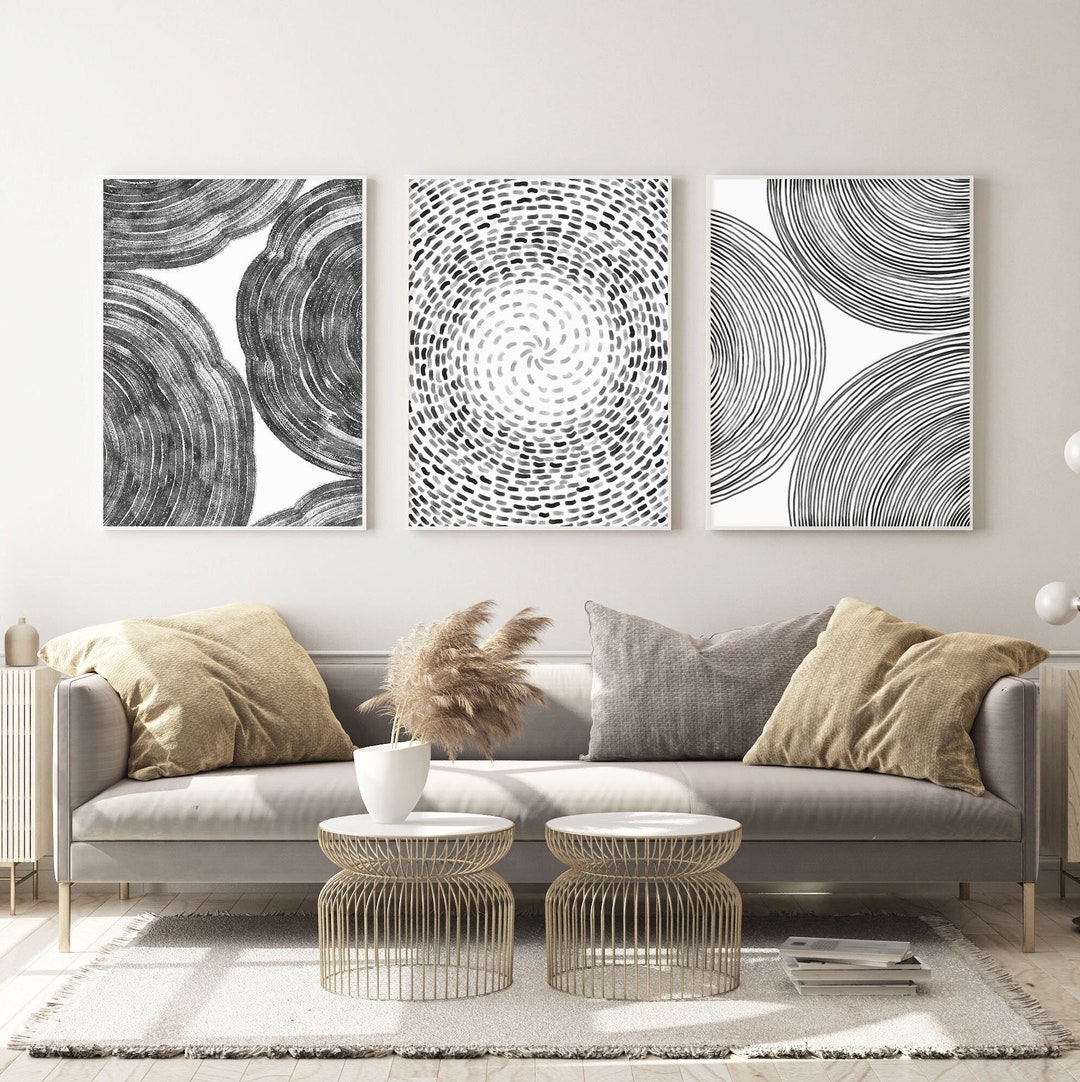 Set of 3 Wall Decor Prints, Bedroom Wall Art Black, Gallery Wall Decor