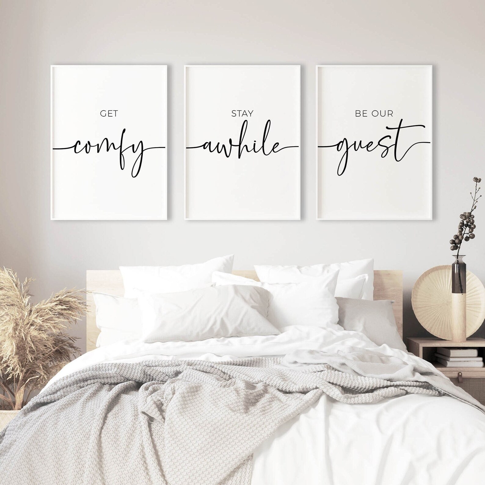 Get Comfy Stay Awhile Be Our Guest, Guest Bedroom Wall Decor Over Bed