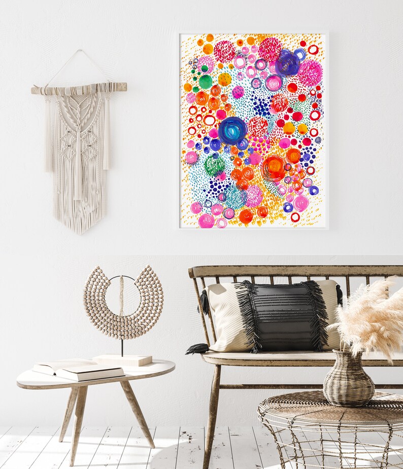 Bright wall art prints abstract wall art bedroom above bed | Etsy