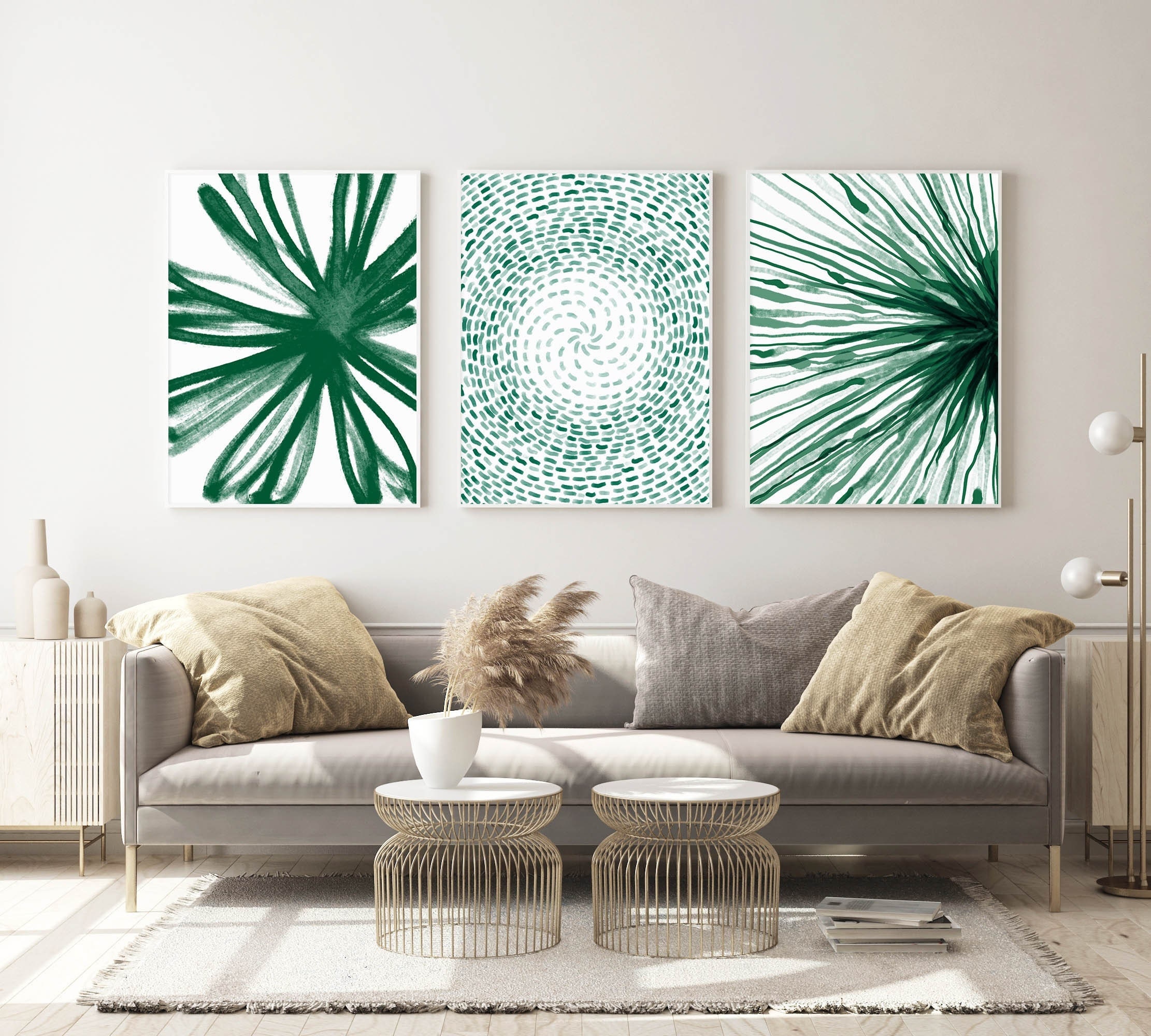 Emerald Green Wall Art, Abstract Art Green, Living Room Decor Printable