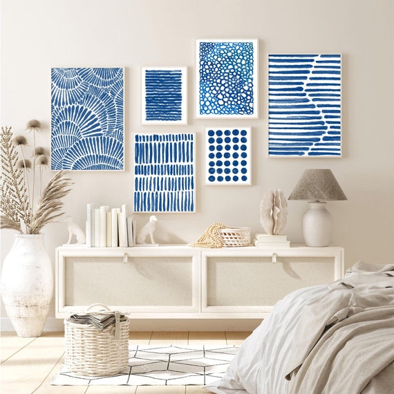 Blue Art Prints Gallery Wall Decor, Living Room Wall Art Abstract, Bedroom Wall Decor Blue, Entry Hallway Decor, Home Decor Artwork Download