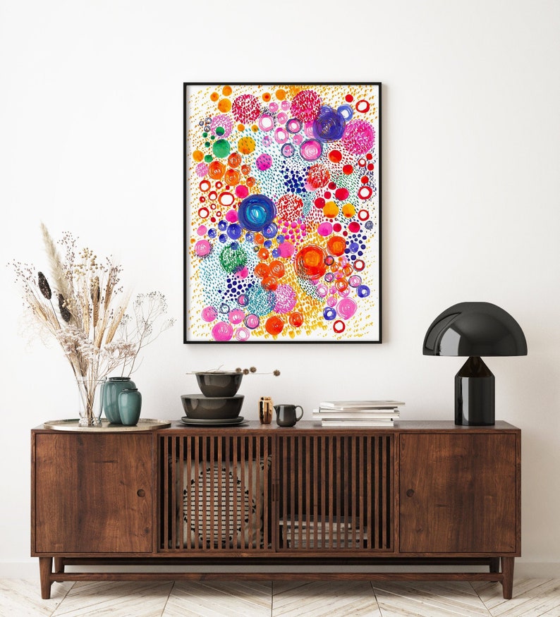 Bright wall art prints abstract wall art bedroom above bed | Etsy