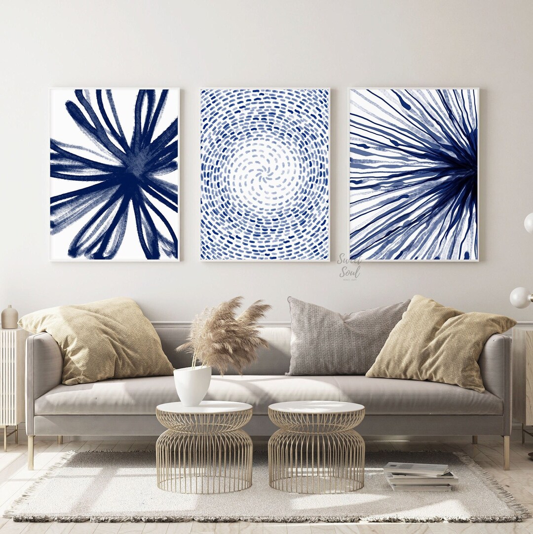 Wall Art Prints Set of 3, Bedroom Wall Decor Printable Art, Blue ...