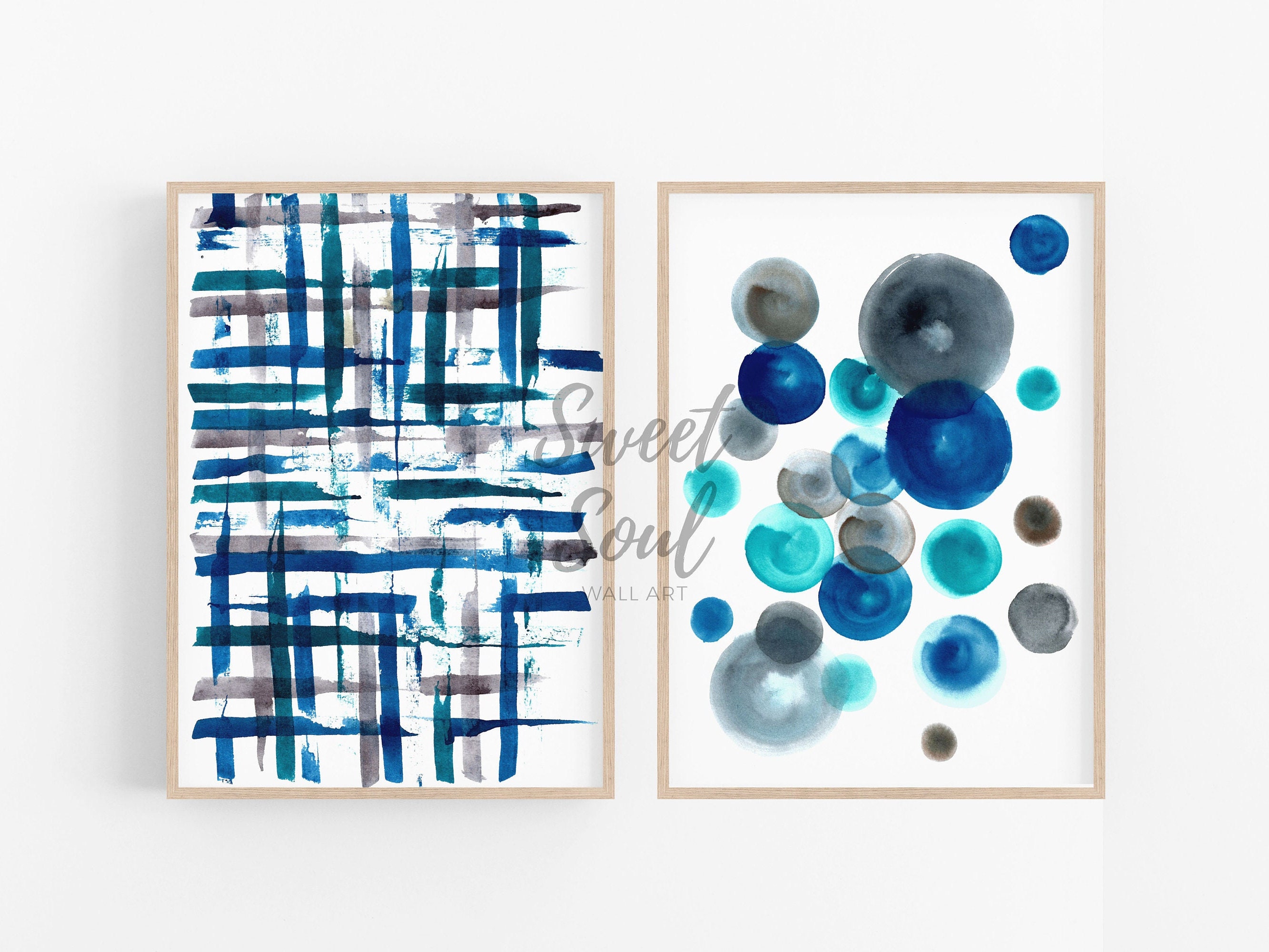 Blue Abstract Art Prints Blue Watercolor Wall Art Printable Etsy