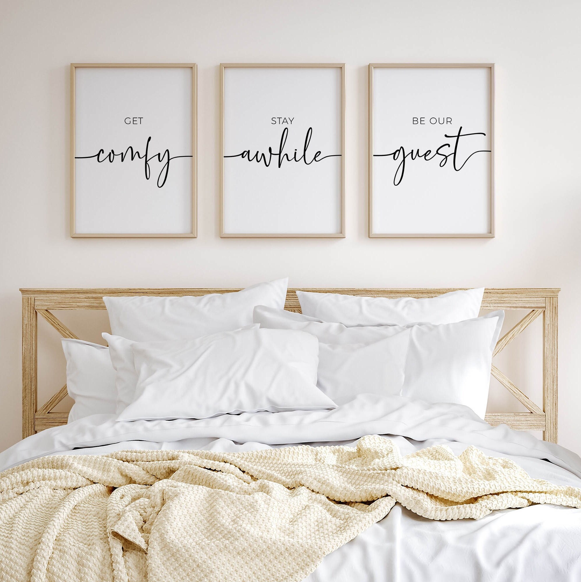 Get Comfy Stay Awhile Be Our Guest, Guest Bedroom Wall Decor Over Bed