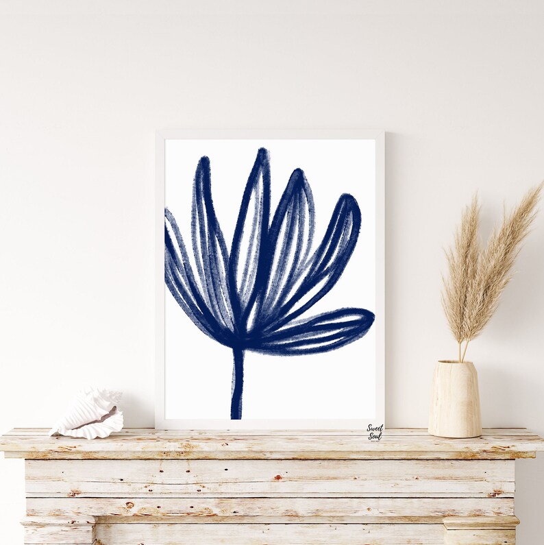 Digital Prints Blue Wall Decor Art Set of 3, Modern Abstract Wall Art ...