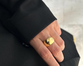 Chunky Gold Dome Ring | Bold 18K Plated Statement Ring